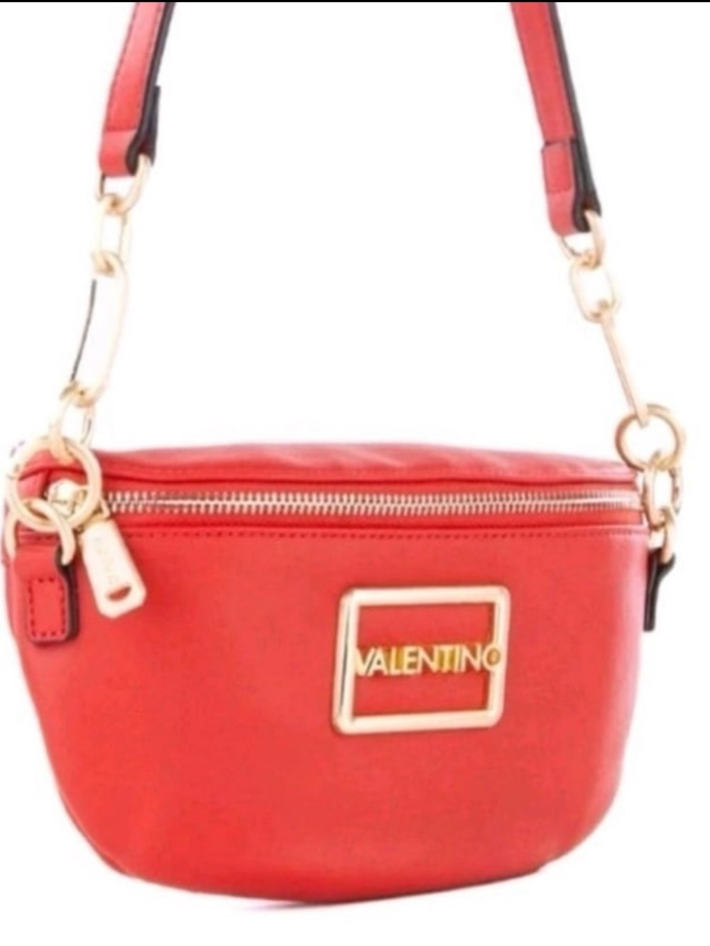 Mario Valentino Princesa Rosso Red Belt Bag Gold Accents - Picture 2 of 8